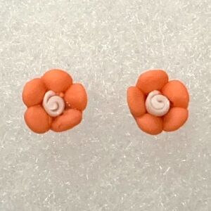 Orange & Creamy White Flower Stud Earrings